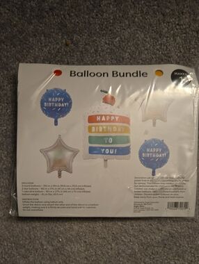 Happy Birthday Rainbow Cake Foil Balloon Set/ With Weight